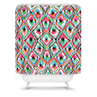 Amy Sia Watercolor Ikat Shower Curtain (Green/ blue/ pink/ redMaterials 100 percent woven polyesterDimensions 74 inches wide x 71 inches longCare instructions Machine washableThe digital images we display have the most accurate color possible. However,