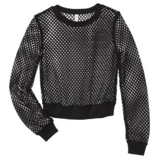 Xhilaration Juniors Mesh Cropped Sweatshirt   Black S(3 5)