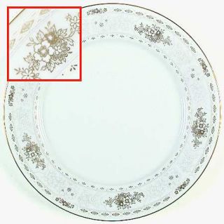 Noritake Keegan Dinner Plate, Fine China Dinnerware   Contemporary,Gold Floral/D