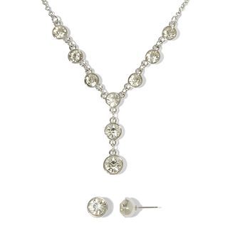 MONET JEWELRY Monet Crystal Y Necklace & Earrings Boxed Set, Clear