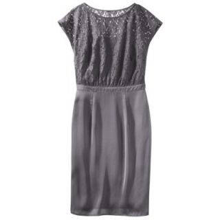 TEVOLIO Petites Lace Bodice Dress   Gray 14P