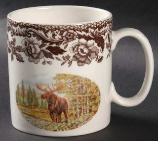 Spode Woodland Mug, Fine China Dinnerware   Brown Floral Border Animal Scenery