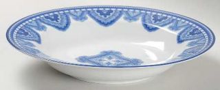 Sadek Nantucket Rim Soup Bowl, Fine China Dinnerware   V Bradley,Lite/Dark Blue