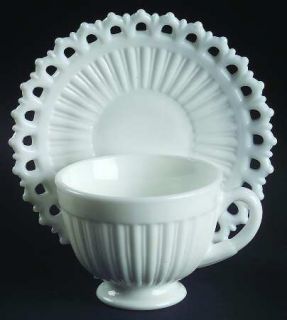 Fostoria Randolph Milk Glass (#2765) Cup and Saucer Set   Line #2675, Milk Glass