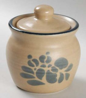 Pfaltzgraff Folk Art Sugar Bowl & Lid, Fine China Dinnerware   Blue Floral Desig