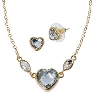 Lonna & Lilly Heart Necklace and Earring Set with Stone   Gold/Clear