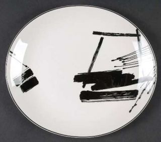 Sango Calligraphy Salad Plate, Fine China Dinnerware   Black Brushstrokes  White