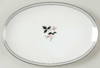 Noritake Grayson 12 Oval Serving Platter, Fine China Dinnerware   Gray Band,Pin