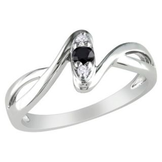 1/10 Carat Black and White Diamond Cocktail Ring   Silver (Size 8)