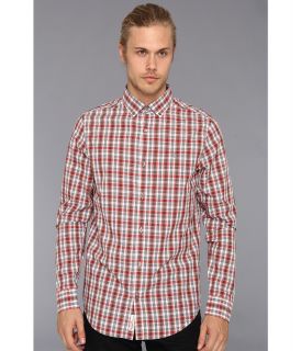 Original Penguin Heritage Fit The P55 Checked Shirt Mens Long Sleeve Button Up (Orange)