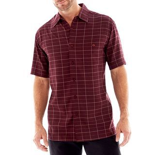 Haggar Microfiber Short Sleeve Shirt, Windsor Wine, Mens