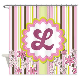  Monogram Alphabet Letter L Pink Shower Curtain  Use code FREECART at Checkout