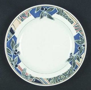 Mikasa Olive Grove Salad Plate, Fine China Dinnerware   Teal Leaves,Yellow&Blue