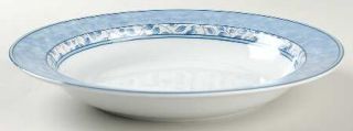Mikasa Susanne Large Rim Soup Bowl, Fine China Dinnerware   Blue Leaves On Rim,