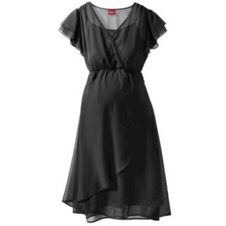 Merona Maternity Short Sleeve Woven Dress   Black M
