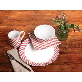 Ttu Gallery Gingham 16 piece Dinnerware Set