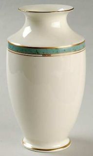 Pfaltzgraff Patina Vase, Fine China Dinnerware   Bone, Green Marble Band