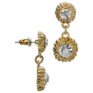 Womens Multi Stone Drop Earrings  Clear/Gold