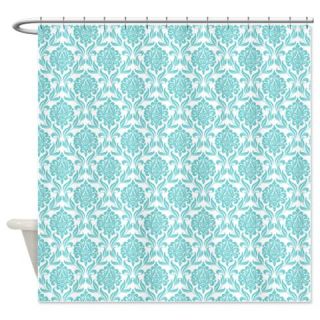  Aqua Damask Pattern Shower Curtain  Use code FREECART at Checkout