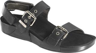 Womens Aetrex Mandehle Quarter Strap   Black Leather Diabetic Shoes
