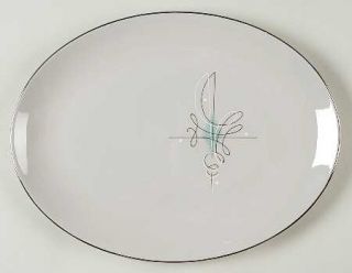 Franciscan Encore 12 Oval Serving Platter, Fine China Dinnerware   White,Black&