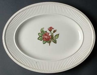Wedgwood Moss Rose (Newer, Black Backstamp) 13 Oval Serving Platter, Fine China
