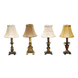 Dimond Lighting Set Of Four 1 light Table Lamps In Multi Finish (6 inches wide x 6 inches highSetting IndoorFixture finish MultiShades Faux Silk, soft back shade Line switchNumber of lights (1)Requires one (1) 15 watt candle bulb (not included)Dimensi