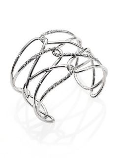 Alexis Bittar Crystal Barbed Wire Cuff Bracelet   Silver