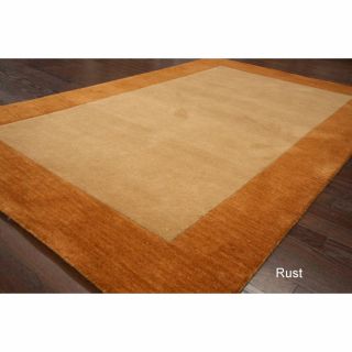 Nuloom Handmade Zen Solid Border Wool Rug (83 X 11)