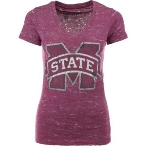 Mississippi State Bulldogs NCAA Womens Antique Vneck Tri Burnout T Shirt