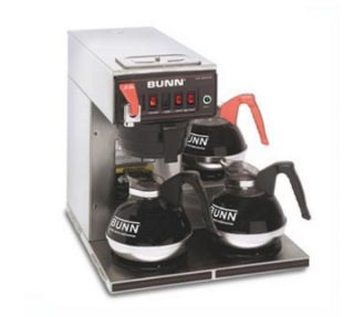 BUNN O Matic Coffee Brewer, 3 Lower Warmers & Plastic Funnel, 120 V