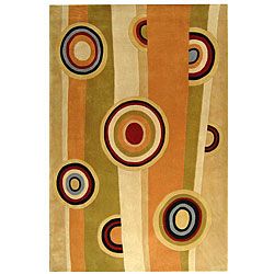 Handmade Rodeo Drive Zac Sage/ Red N.Z. Wool Rug (7 6 X 9 6) (GreenPattern GeometricMeasures 0.625 inch thickTip We recommend the use of a non skid pad to keep the rug in place on smooth surfaces.All rug sizes are approximate. Due to the difference of m