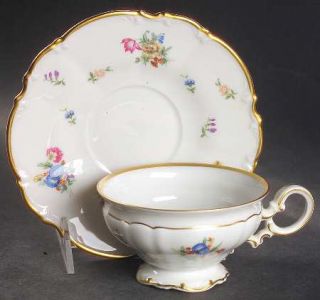 Hutschenreuther Mayfair (White,7619) Footed Cup & Saucer Set, Fine China Dinnerw