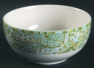222 Fifth (PTS) Pashmina Soup/Cereal Bowl, Fine China Dinnerware   Green/Teal Pa