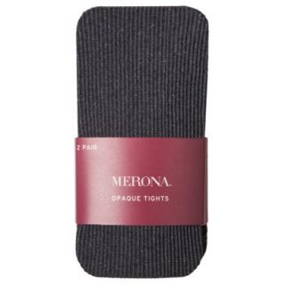 Merona Womens 2 Pack Opaque And Ribbed Tights   Heather Grey M Tall