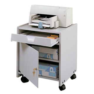Safco Grey Machine Floor Stand (Grey Capacity 200 poundsPullout molded accessory drawer Lockable Keyed random   two (2) keys included Materials Furniture grade particleboard Material thickness 0.75 inchesRecycled materials 80 percent secondary wood w