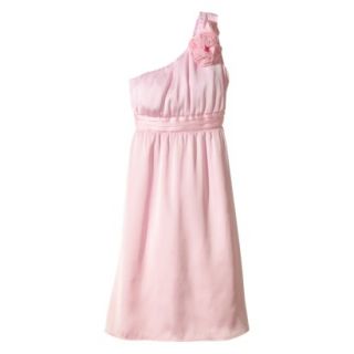 TEVOLIO Womens Plus Size Satin One Shoulder Rosette Dress   Pink Lemonade   26W