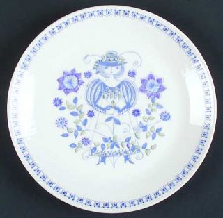 Figgjo (Norway) Lotte (Coupe) Luncheon Plate, Fine China Dinnerware   Blue Desig