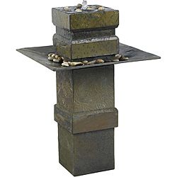Phorcys 33 inch High With Natural Slate Finish Indoor/outdoor Floor Fountain (Natural slateMaterials SlateInstallation requiredPortableNumber of pieces Five (5)Package contents Fountain, water pump, specification sheet, instructions Dimensions 33 inch