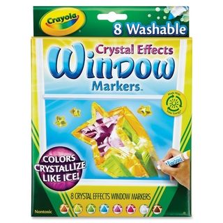 Crayola Washable Window Fx Markers Conical Astd Crystalized Colors 8/set (AssortedWeight 5 ouncesModel Windows MarkersPack of 8Pocket Clip NoRefillable NoRetractable NoTip Type ConicalInk Type LiquidDimensions 5.5 inches long )