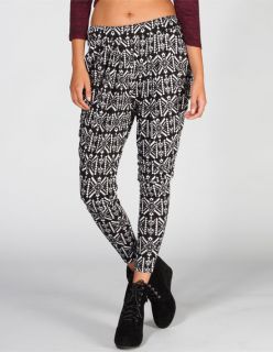 Ethnic Print Womens Pleated Skinny Pants Black/White In Sizes Small,