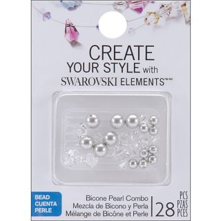 Jolees Jewels Pearl Combo And Light Grey Mix Swarovski Elements Bicone (pack Of 28)