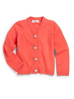 MILLY MINIS Girls Sequin Starfish Cardigan   Coral