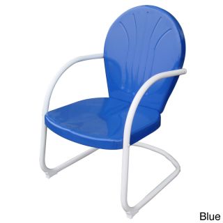 Amerihome Retro Style Metal Lawn Chair (Blue, red, and whiteMaterials MetalFinish Powder coatWeather resistantSeat size 19 inches wide x 19 inches deepSeat height from floor 15.5 inches Max back height 34.5 inchesDimensions 22.5 inches long x 27 inc