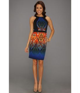 Muse Printed Twill Fitted Sheath Dress Womens Dress (Navy)