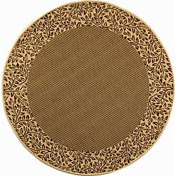 Indoor/ Outdoor Brown/ Natural Rug (67 X Round) (BrownPattern BorderMeasures 0.25 inch thickTip We recommend the use of a non skid pad to keep the rug in place on smooth surfaces.All rug sizes are approximate. Due to the difference of monitor colors, so