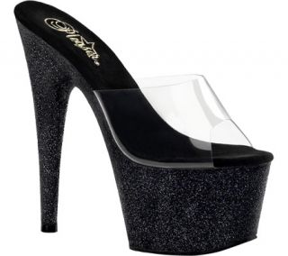 Womens Pleaser Adore 701SDG   Clear/Black Glitter High Heels