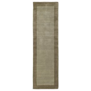 Borders Hand tufted Taupe Wool Rug (26 X 89)