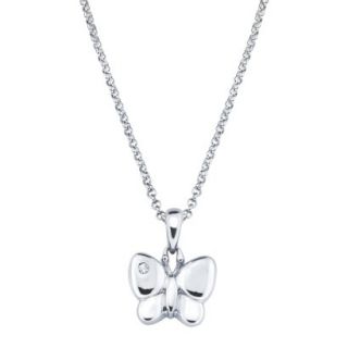 Little Diva Sterling Silver Diamond Accent Butterfly Pendant Necklace   Silver