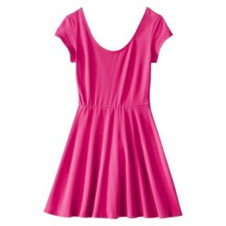 Mossimo Supply Co. Juniors Short Sleeve Fit & Flare Dress   Vivid Pink M(7 9)